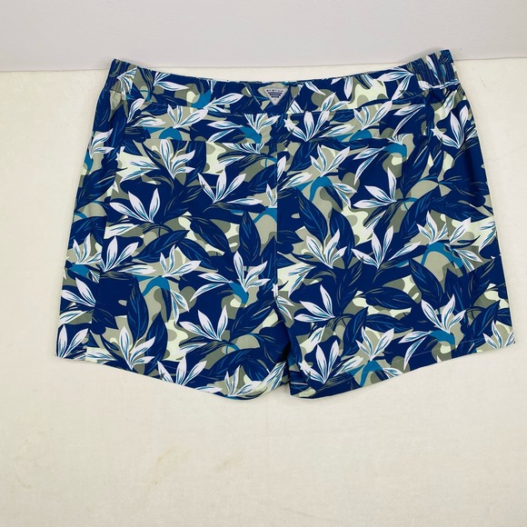 Columbia Women's Tidal II Short Blue Green Floral Leaf Print Stretch Size 2X - Picture 2 of 9